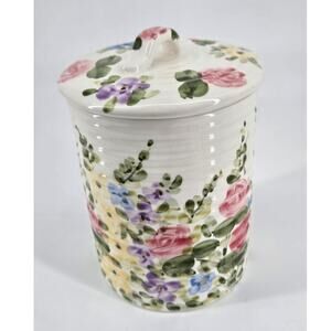 Whimsical Fairy Cottage English Garden Tabletops Unlimited Small Lidded Canister